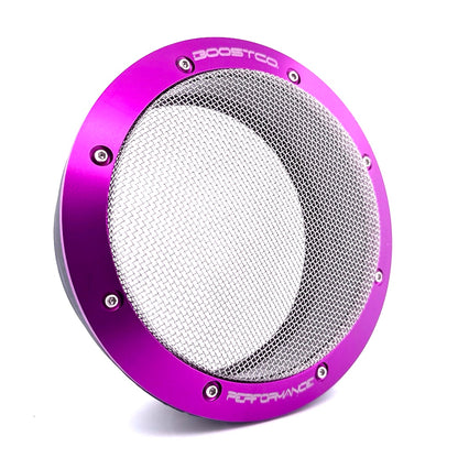BoostCo 4-inch turbo guard with stainless-steel screen – Purple front view